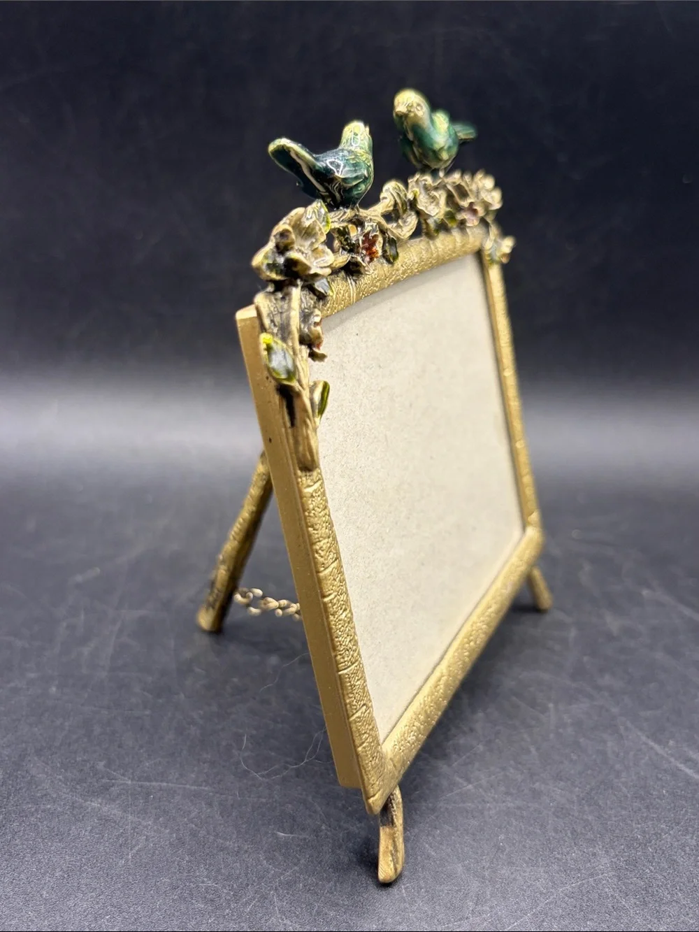 Pier 1 Imports Birds & Florals Enameled Metal Picture Frame Cottagecore Decor